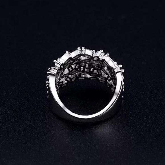 BAGUETTE 925 STERLING SILVER DIAMOND ETERNITY RING - Picture 5 of 5